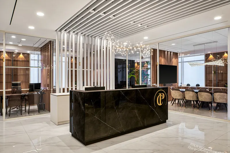 Beam acoustic panel in a styled interior