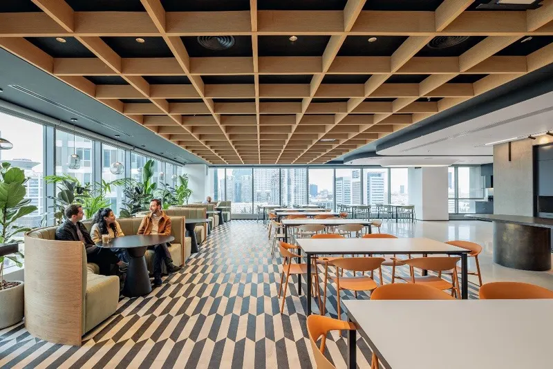 Grid acoustic panel in a styled interior
