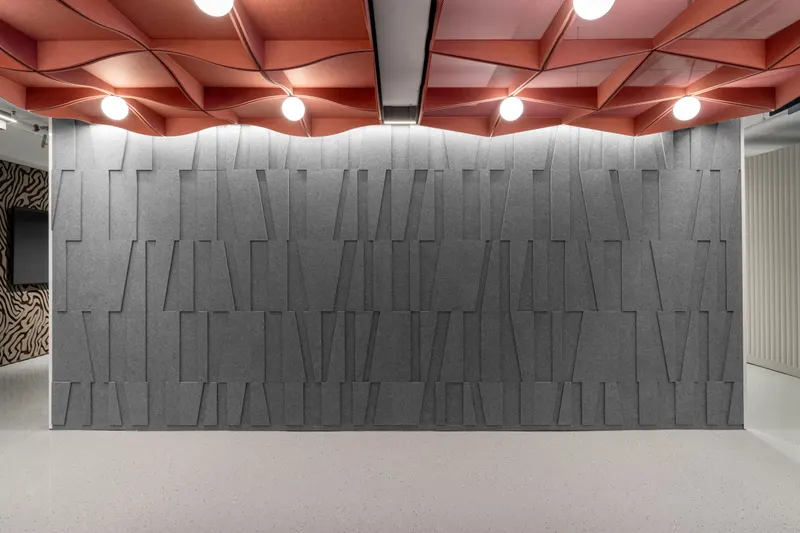 Trapez acoustic panel in a styled interior